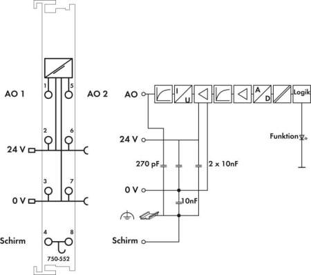 Модуль аналогового вывода ПЛК WAGO 750-552 