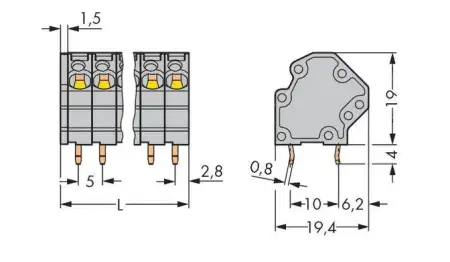 Быстроразъемная клемма WAGO 745-3108, 8 pin, 0.08мм² - 4.00мм², 320В, CS: 5мм, (72 шт)