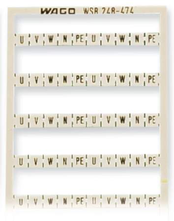 Система быстрой маркировки WAGO 248-474, Оттиск: U;V;W;N;PE, (5 шт)