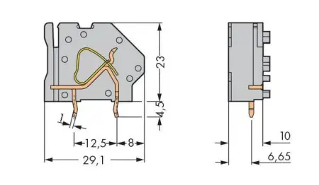 Быстроразъемная клемма WAGO 745-843, 1 pin, 0.20мм² - 6.00мм², 1000В, CS: 10мм, (100 шт)