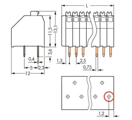 Быстроразъемная клемма WAGO 250-403/350-604, 3 pin, 0.14мм² - 0.50мм², 250В, 10А, CS: 2.50мм, (520 шт)