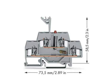 Двухуровневая светодиодная клемма WAGO 281-634/281-413, 4 pin, 0.08мм² - 4мм², 24В, 25мА, конф: L, (50 шт)