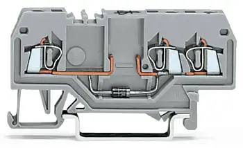 Диодная клемма WAGO 279-673/281-411, 3 pin, 0.08мм² - 1.50мм², 250В, 500мА, конф: L, (100 шт)