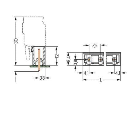 Штифтовая планка WAGO 231-269/001-000/105-604, 9 pin, 630В, 16А, CS: 7.50мм, (50 шт)