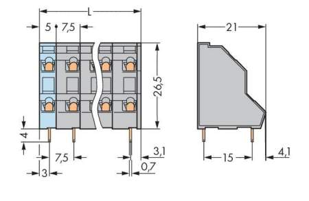 Двухуровневая клемма WAGO 736-516, 32 pin, 0.08мм² - 2.50мм², 630В, CS: 7.50мм, (14 шт)