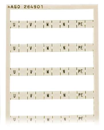 Система быстрой маркировки WAGO 264-901, Оттиск: U;V;W;N;PE, (5 шт)