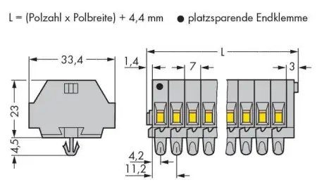 Клеммная колодка WAGO 262-161, 22 pin, 0.08мм² - 4мм², 630В, 24А, конф: L, (25 шт)
