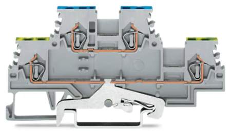 Двухуровневая PG клемма WAGO 279-527, 4 pin, 0.08мм² - 1.50мм², 500В, 18А, конф: Terre;L, (50 шт)