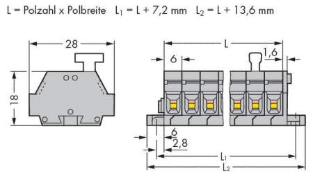 Клеммная колодка WAGO 261-429/331-000, 18 pin, 0.08мм² - 2.50мм², 500В, 24А, конф: L, (50 шт)
