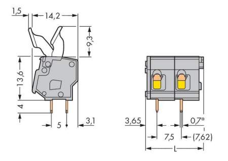 Быстроразъемная клемма WAGO 257-502/333-000, 2 pin, 0.08мм² - 2.50мм², 630В, CS: 7.50мм;7.62мм, (280 шт)