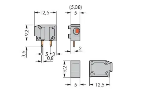 Быстроразъемная клемма WAGO 235-742, 1 pin, 0.25мм² - 2.50мм², 320В, 17.5А, CS: 5мм;5.08мм, (800 шт)