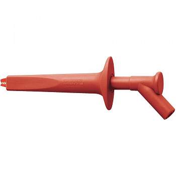 Зажим типа "крокодил" Stäubli AB200, 4 мм, CAT IV 1000 В, красный : 1 шт.