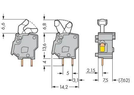 Быстроразъемная клемма WAGO 257-850, 1 pin, 0.08мм² - 2.50мм², 630В, CS: 7.50мм;7.62мм, (400 шт)
