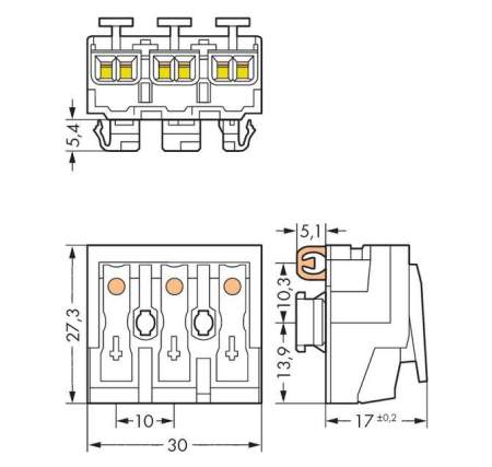 Разъем питания сети WAGO 294-8113, 3 pin, 0.5мм² - 2.5мм², 24А, (500 шт)