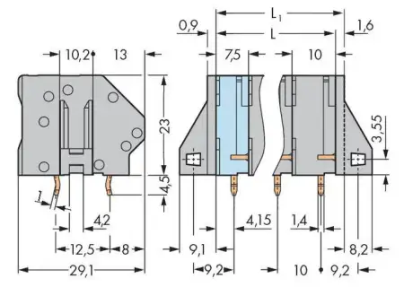Быстроразъемная клемма WAGO 745-359, 9 pin, 0.20мм² - 6.00мм², 1000В, CS: 10мм, (24 шт)