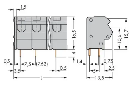 Быстроразъемная клемма WAGO 254-258, 8 pin, 0.25мм² - 0.75мм², 400В, CS: 7.50мм;7.62мм, (80 шт)