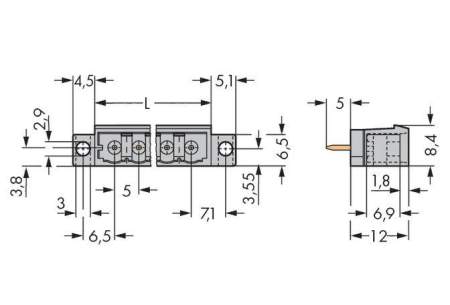 Штифтовая планка WAGO 231-144/046-000, 14 pin, 320В, 12А, CS: 5мм, (50 шт)