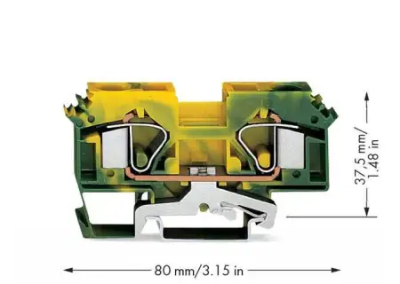 PG клемма WAGO 283-607/999-950, 2 pin, 0.50мм² - 16мм², конф: Terre, (25 шт)