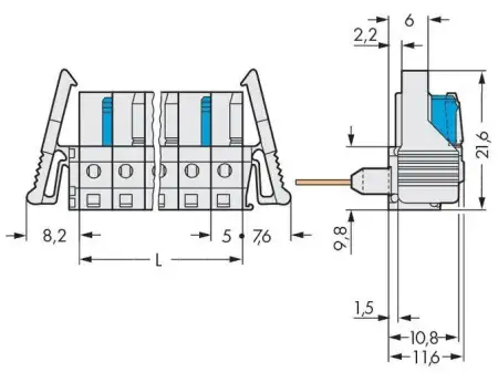 Розетка для подключения к печатной плате WAGO 722-242/005-000/039-000, 12 pin, 320В, 15А, CS: 5мм, (25 шт)