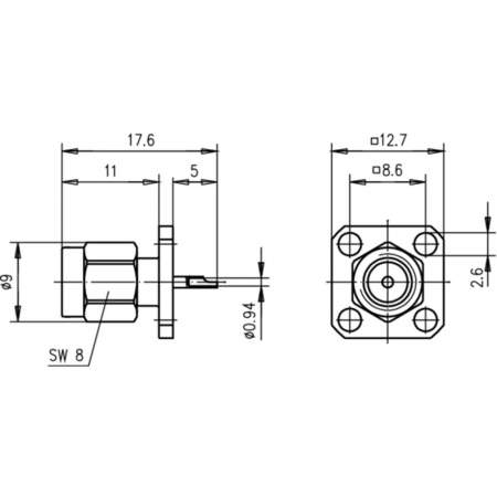 J01150A0191, Telegärtner - SMA-разъем, 50 Ом : 1 шт.