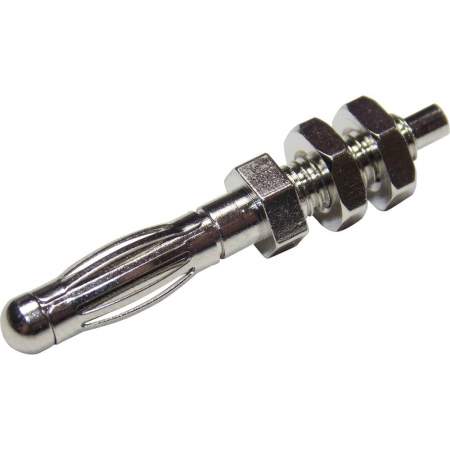 Банановый штекер TRU Components TC-R8-B2H, Ø-контакта: 4 мм, серебристый, неизолированный