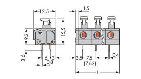 Быстроразъемная клемма WAGO 235-506/331-000, 6 pin, 0.20мм² - 1.50мм², 630В, CS: 7.50мм;7.62мм, (100 шт)