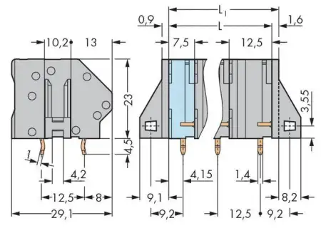 Быстроразъемная клемма WAGO 745-1406, 6 pin, 0.20мм² - 6.00мм², 1000В, CS: 12.50мм, (24 шт)