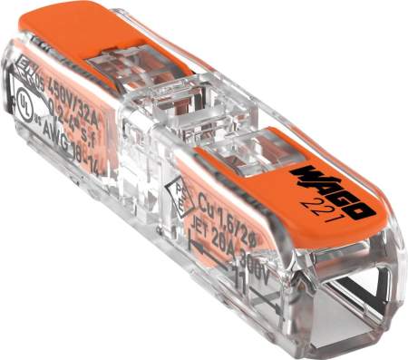 Клеммник WAGO 221-2411, 1 pin, 0.14мм² - 4мм², 450В, 32А, (60 шт)