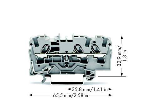 Клемма WAGO 2004-1301, 3 pin, 0.50мм² - 6мм², 800В, 32А, конф: L, (1 шт)