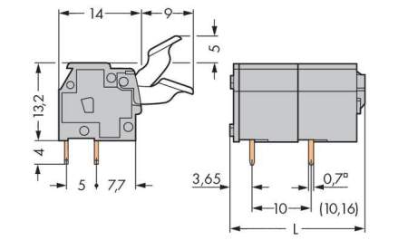 Быстроразъемная клемма WAGO 255-602/333-000, 2 pin, 0.08мм² - 2.50мм², 1000В, CS: 10мм;10.16мм, (200 шт)