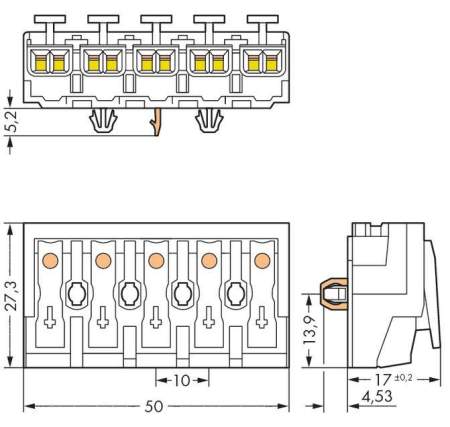Разъем питания сети WAGO 294-5175, 5 pin, 0.5мм² - 1.5мм², 24А, (250 шт)