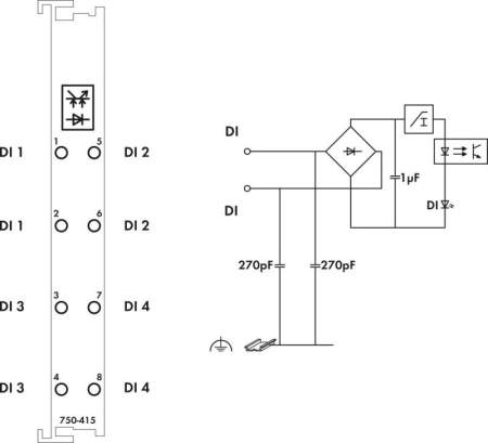 Модуль цифрового ввода ПЛК WAGO 750-415 