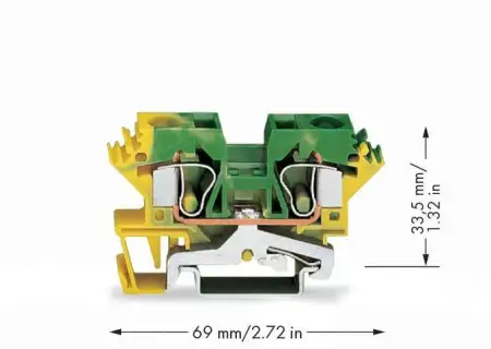 PG клемма WAGO 284-607/999-950, 2 pin, 0.50мм² - 10мм², конф: Terre, (25 шт)