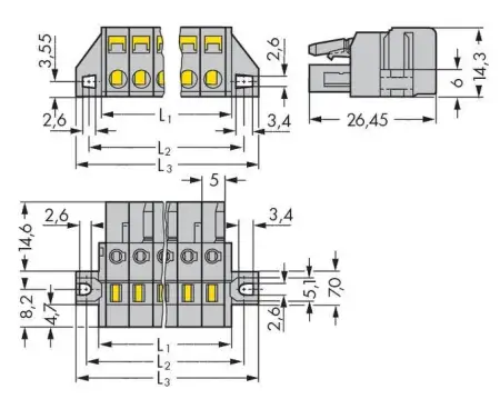 Розетка для подключения кабеля WAGO 231-110/031-000, 10 pin, 0.08мм² - 2.5мм², 320В, 15А, CS: 5мм, (25 шт)