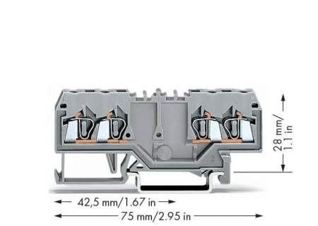Клемма WAGO 280-826, 4 pin, 0.08мм² - 2.50мм², 800В, 24А, конф: L, (100 шт)