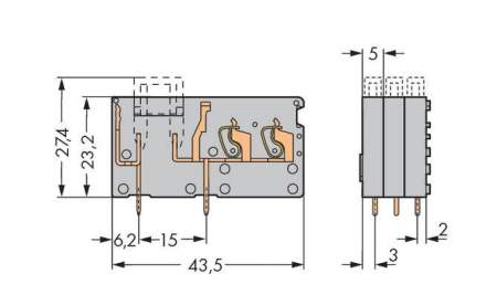 Быстроразъемная клемма WAGO 742-161, 1 pin, 0.08мм² - 2.50мм², 320В, CS: 5мм, (200 шт)