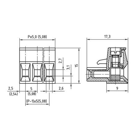 50950060001E, PTR AK(Z)950 - Клемма, зеленый : 1 шт.