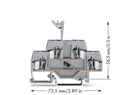 Двухуровневая диодная клемма WAGO 281-633/281-410, 4 pin, 0.08мм² - 4мм², 250В, 500мА, конф: L, (50 шт)