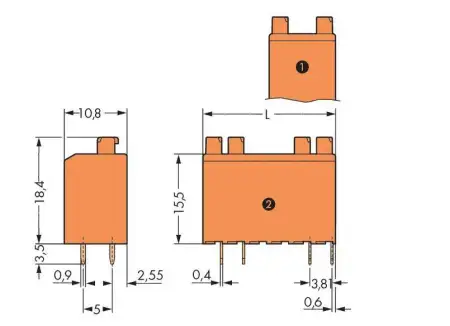 Быстроразъемная клемма WAGO 735-126/001-000, 4 pin, 0.50мм² - 1.50мм², 320В, CS: 3.81мм, (220 шт)