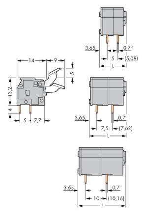 Быстроразъемная клемма WAGO 255-402/333-000, 2 pin, 0.08мм² - 2.50мм², 320В, CS: 5мм;5.08мм, (400 шт)
