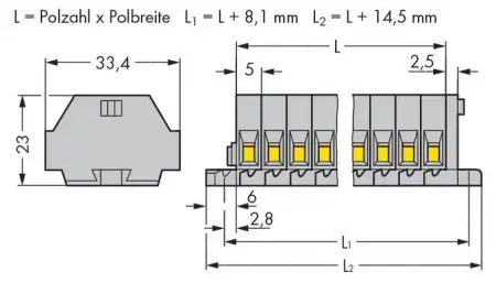 Клеммная колодка WAGO 262-108, 16 pin, 0.08мм² - 4мм², 630В, 24А, конф: L, (100 шт)