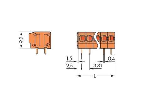 Быстроразъемная клемма WAGO 235-108/330-000, 8 pin, 0.25мм² - 1.50мм², 320В, 17.5А, CS: 3.81мм, (140 шт)