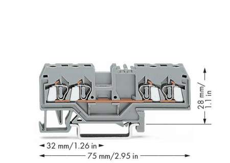 Клемма WAGO 280-633, 4 pin, 0.08мм² - 2.50мм², 800В, 20А, конф: L, (100 шт)