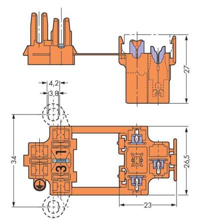 Клеммник WAGO 730-123, 3 pin, 0.75мм² - 1.5мм², 400В, 6А, (50 шт)