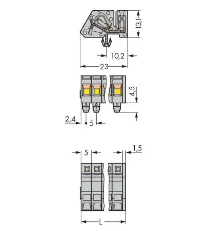 Розетка для подключения кабеля WAGO 731-514/008-000, 14 pin, 0.08мм² - 2.5мм², 300В, 15А, CS: 5мм, (25 шт)