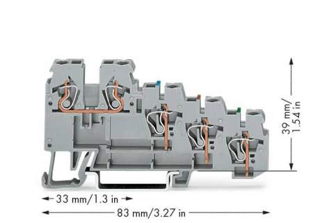 Клемма бесконтактного переключателя WAGO 270-570, 5 pin, 0.08мм² - 2.50мм², 250В, 18А, конф: L, (50 шт)