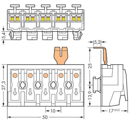Разъем питания сети WAGO 294-8235, 5 pin, 0.5мм² - 2.5мм², (250 шт)