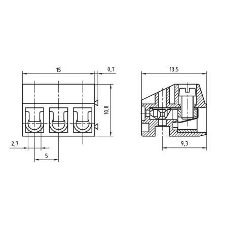 50130030001G, PTR AK130/3-5.0 - Клемма, серый : 1 шт.