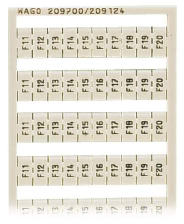 Этикетка WAGO 209-700/209-124, Оттиск: F11 - F20, (5 шт)