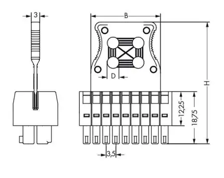 Розетка для подключения кабеля WAGO 713-1103/107-047/032-000, 6 pin, 0.08мм² - 1.5мм², 160В, 10А, CS: 3.50мм, (100 шт)